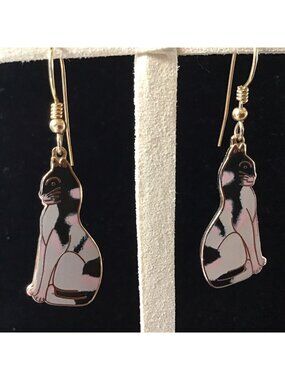 REO Cat Earrings Dangle Enamel